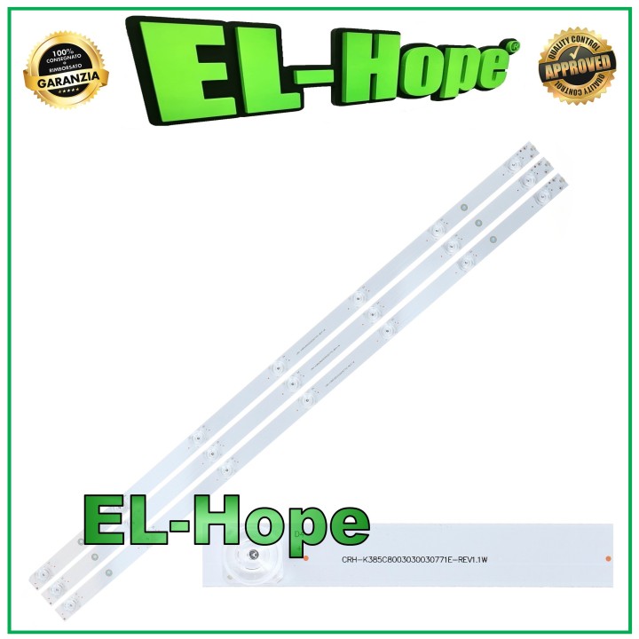 Kit de 3 barres LED 7 LED pour te'le'viseur 39  CHANGHONG CRH-K385C8003030030771E-REV1.1W L 742 mm