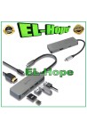 Adaptateur multiport USB 7 en 1 PRIO avec lecteur de cartes SD et TV HD pour PC et ordinateur portable