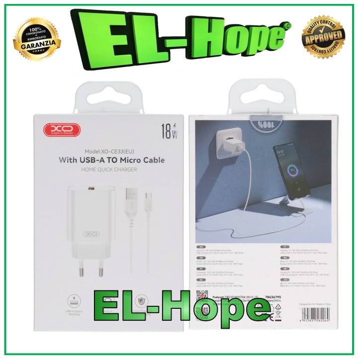 Chargeur universel pour batterie Majestic Travel 18 W + câble micro USB 1 m blanc