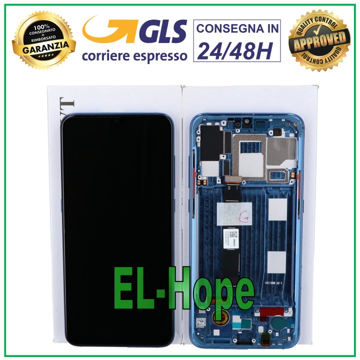 Écran tactile LCD d origine Xiaomi Mi 9 M1902F1A F1G F1T, cadre bleu