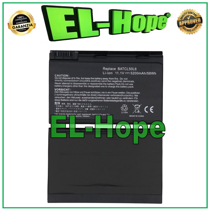 Batterie pour ordinateur portable ACER BATCL50L6 5200 mAh 11,1 V noire, equivalente a l originale