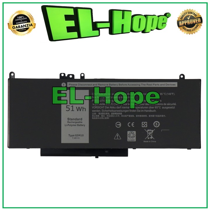 Batterie pour ordinateur portable DELL LATITUDE G5M10, 7,4 V, 51 Wh, noire, equivalente a l originale