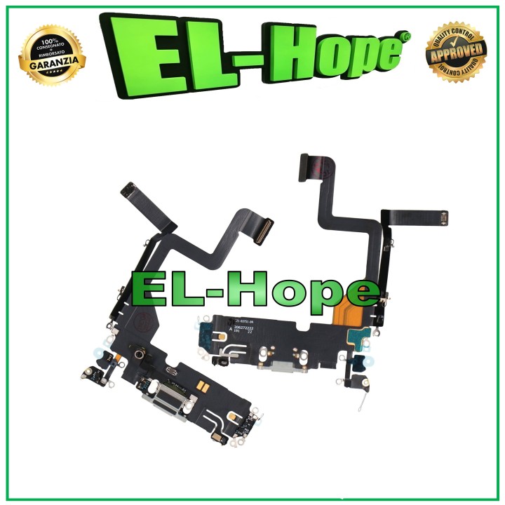 Connecteur de charge pour Apple iPhone 14 Pro, plat, flexible, avec microphone et charge, argent