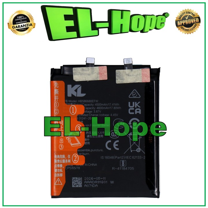 Batterie HB586680EFW pour Honor Magic 4 Pro LGE-NX9 4600 mAh, equivalente a l originale